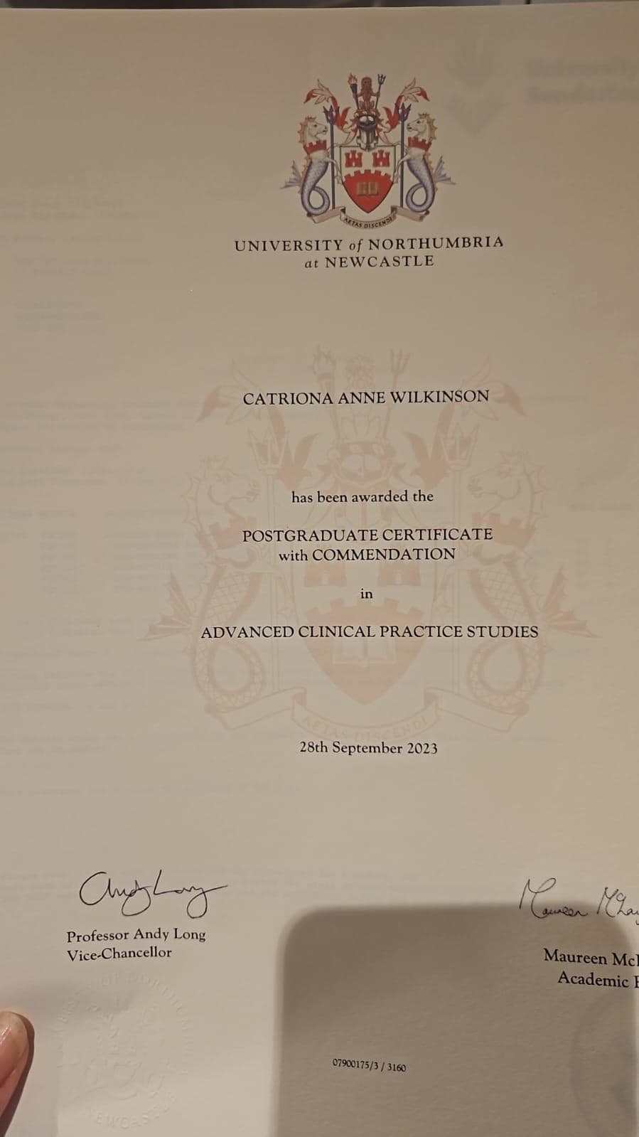Catrionna's Professional Medical Certificate