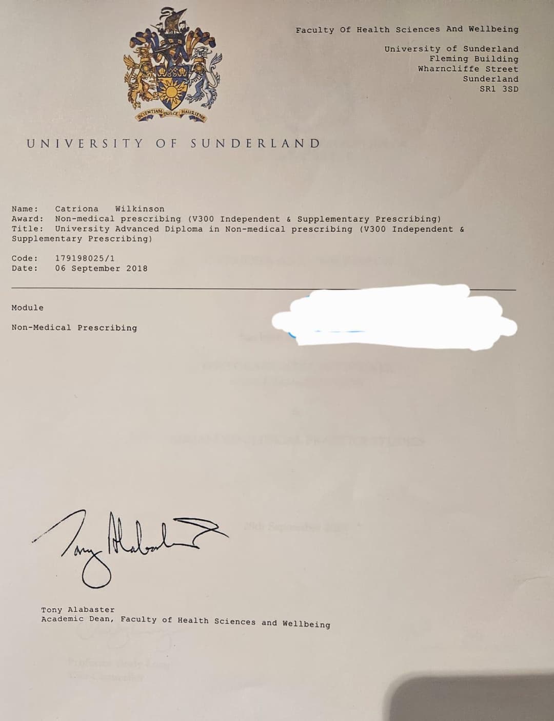 Catrionna's Advanced Clinical Practice Certificate